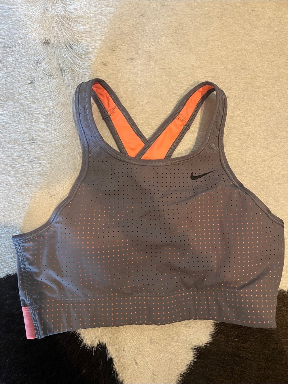 Nike Women's Gray Sports Bra with Orange Lining